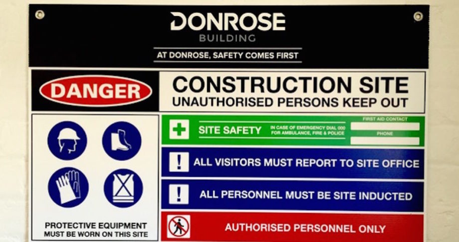 OWNER BUILDER CONSTRUCTION SITE SAFETY SIGN VARIOUS SIZES & SUBSTRATE OPTIONS
