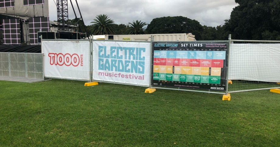 Mesh Fence Panels Event Signage for Electric Gardens