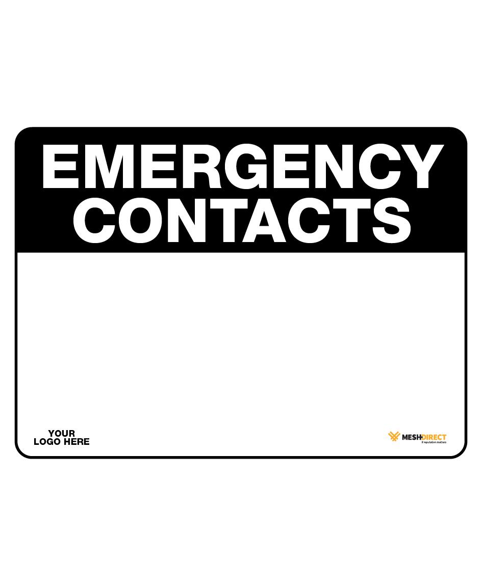 Blank Emergency Contact Details Safety Sign