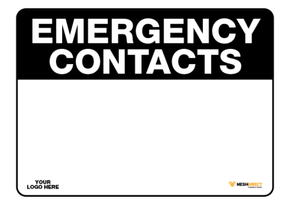 Blank Emergency Contact Details Safety Sign
