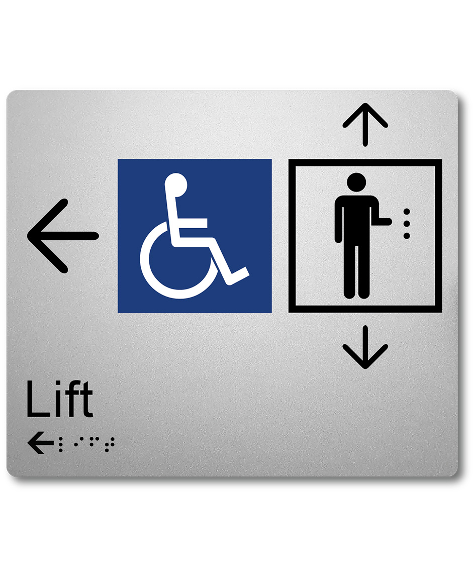Lift – Left Arrow Braille Sign