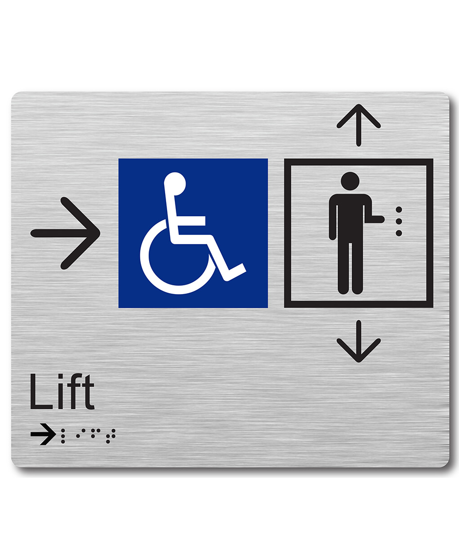Lift – Right Arrow Braille Sign
