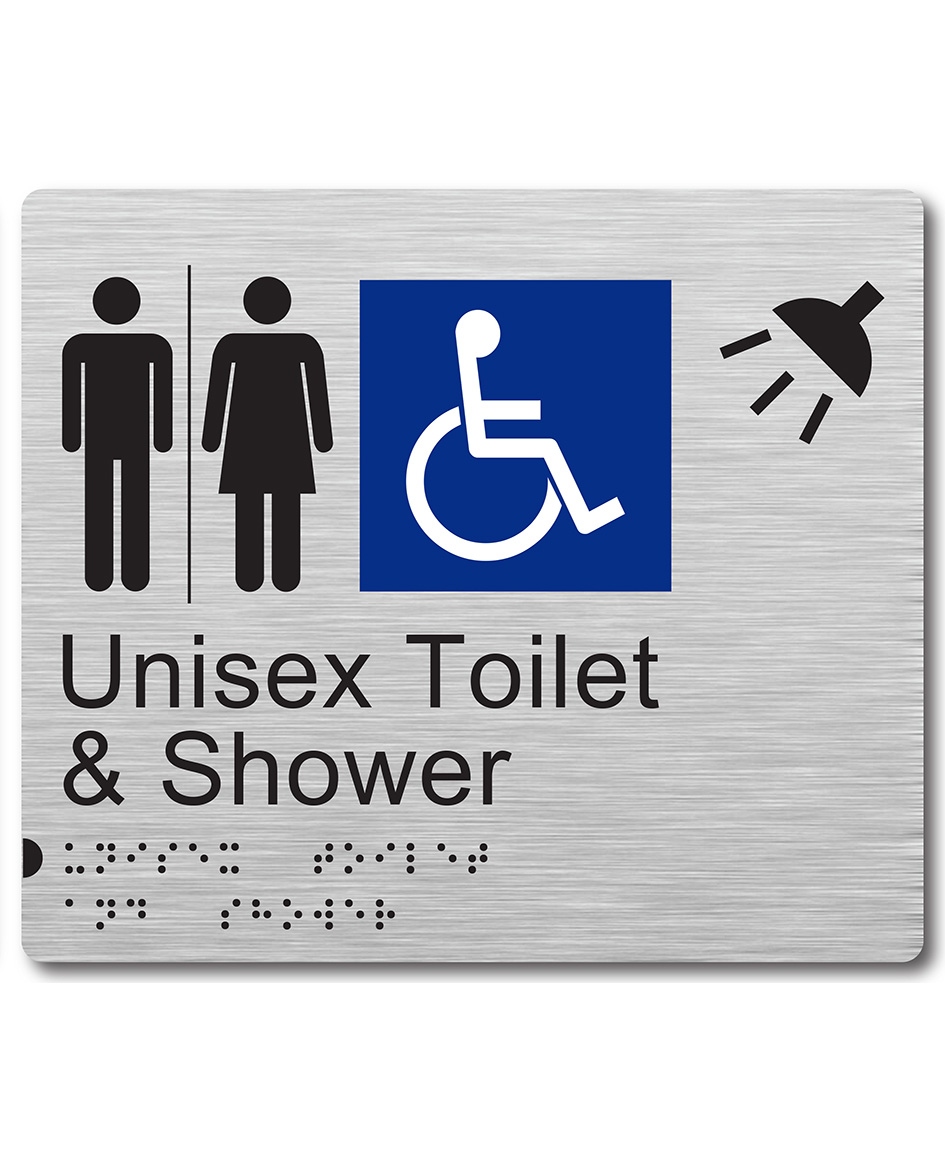 Unisex Toilet & Shower Type 2 Braille Sign