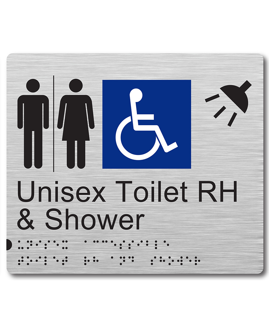 Unisex Toilet RH & Shower Braille Sign